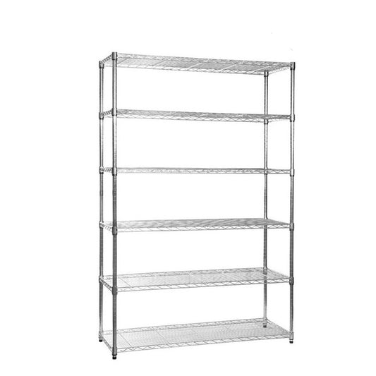 6 Tier Chrome Wire Shelving Unit - H1800 x W1200 x D450mm