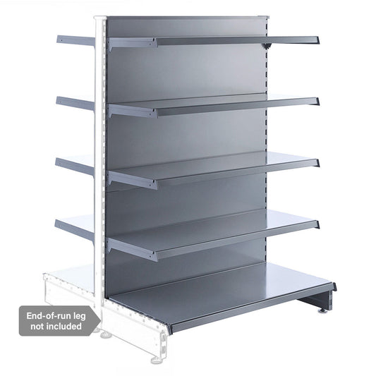 Silver Retail Shelving Modular Gondola Unit - 8 x 370mm Shelves - H1400mm