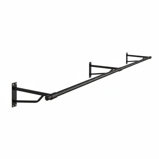 2m Black Heavy Duty Wall-Mounted Hanging Clothes Rail with 3 Support Arms