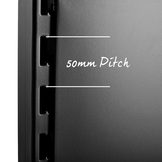 Black End of Run Upright and Leg for Retail Shelving - H2100 x D470mm
