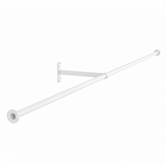 2m Alcove White Hanging Clothes Rail with 1 Support Arm