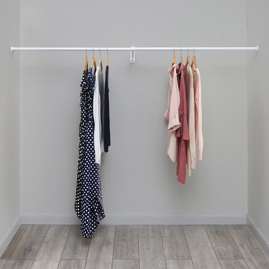 2m Heavy Duty Alcove White Hanging Clothes Rail with 1 Support Arms