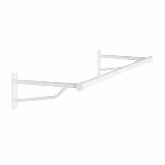 1m Heavy Duty White Wall-Mounted Hanging Clothes Rail with 2 Support Arms