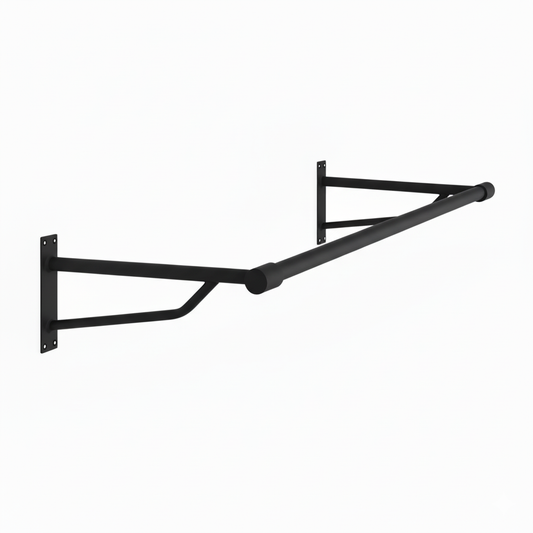 1m Heavy Duty Black Wall-Mounted Hanging Clothes Rail with 2 Support Arms