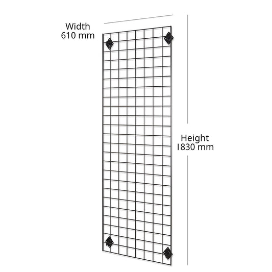 Black 6ft Wall-Mounted Grid Mesh Display