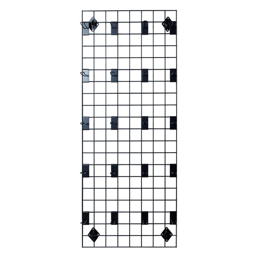 Black 5ft Wall-Mounted Grid Mesh Display with 20 x Euro Hooks
