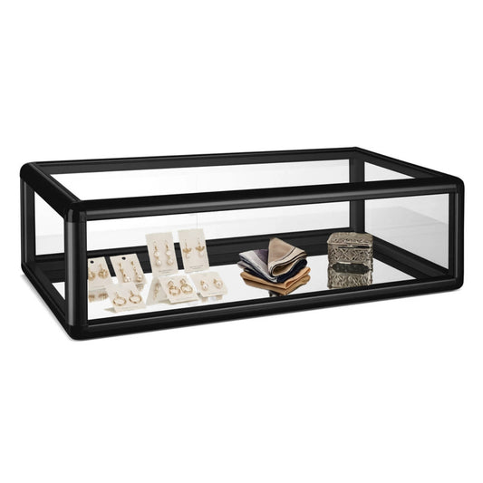 Aluminium/Glass Countertop Display Cabinet with Lock - Black