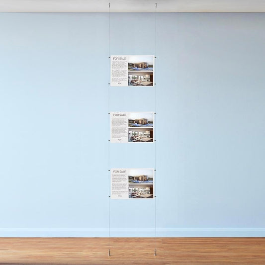 Satin Ceiling-to-Floor Cable Display Kit - A4 Landscape