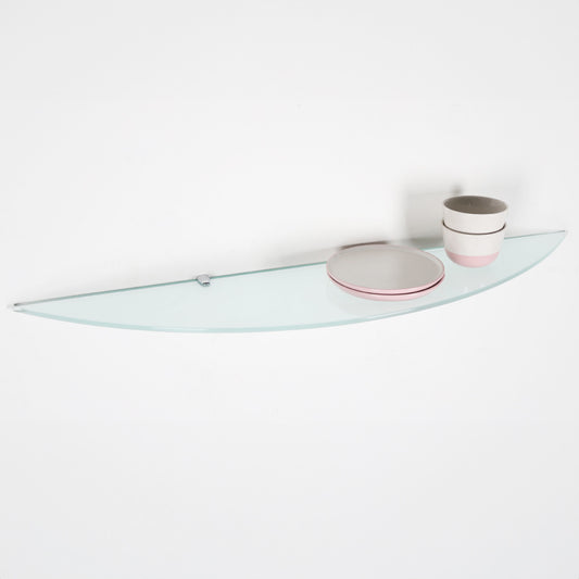 Frosted Wall-mounted Half Moon Glass Shelf With Brackets - 8mm Thickness - 900mm x 200mm