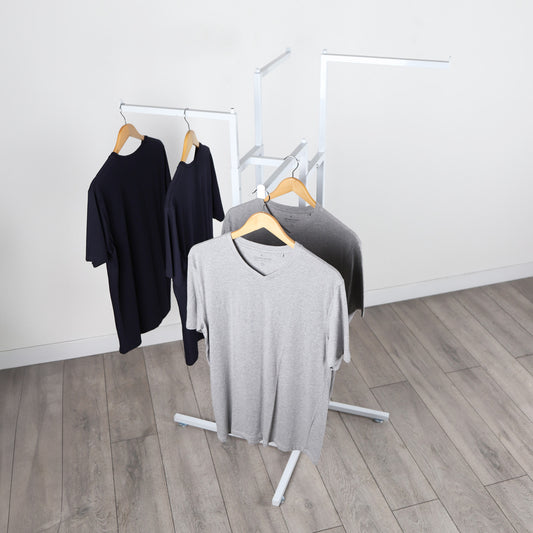 Gloss White Clothes Rail Display Stand - 4 Straight Arms
