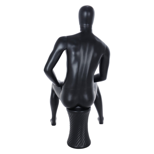 Spring Faceless Seated Mannequin - Male - Matt Black
