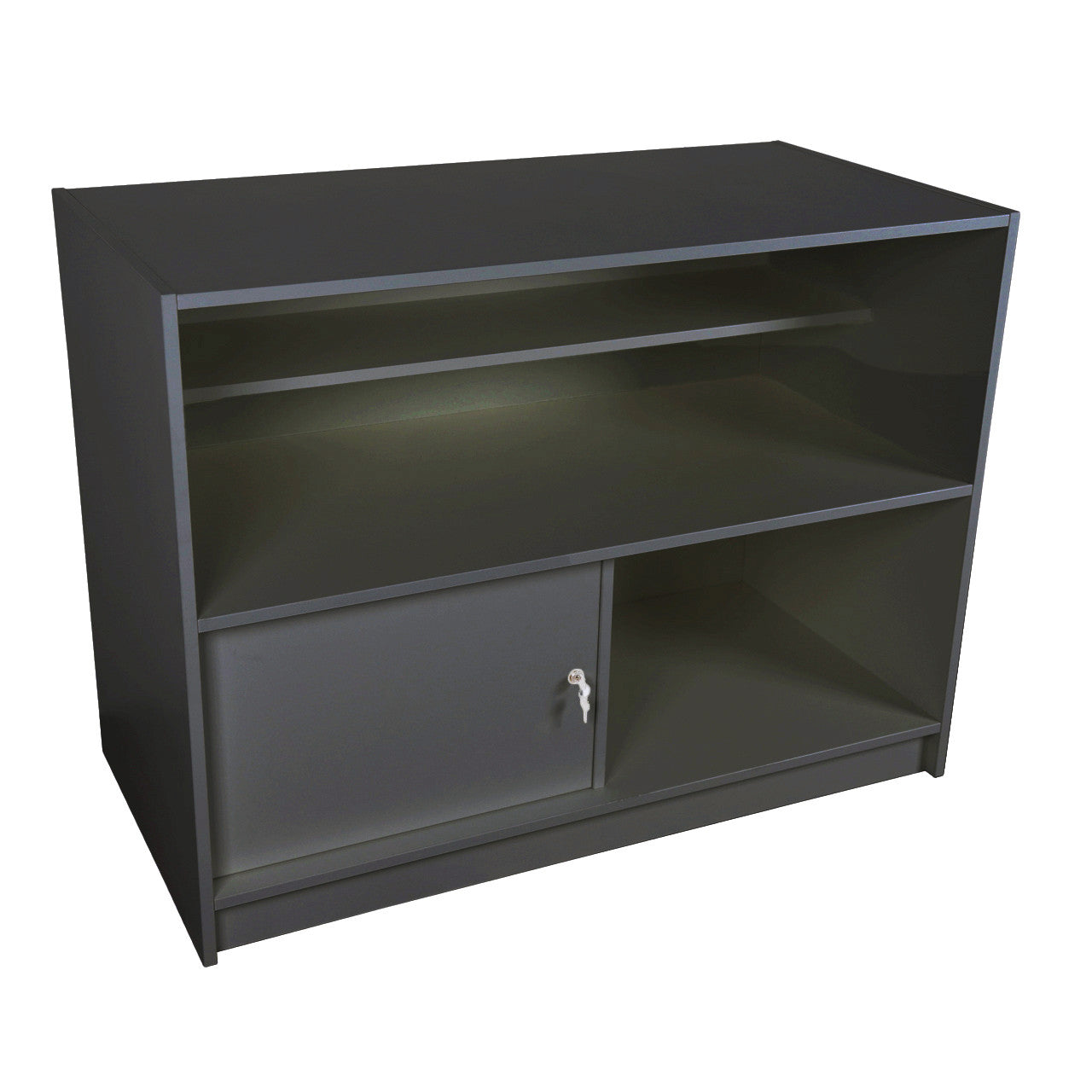 Solido Dark Grey Wrap Counter with Lockable Cupboard and Shelf