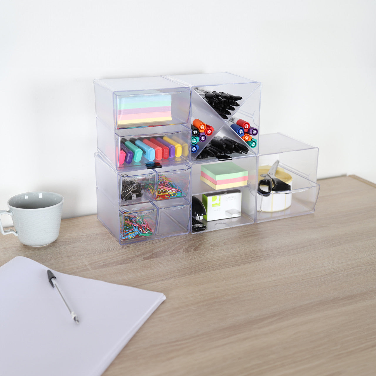 Clear X Divider Stackable Cube Storage Container - H152 x W152 x D152 mm