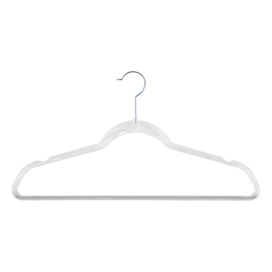 Clear Plastic Hangers with Trouser Bar and Shoulder Notches - 45cm