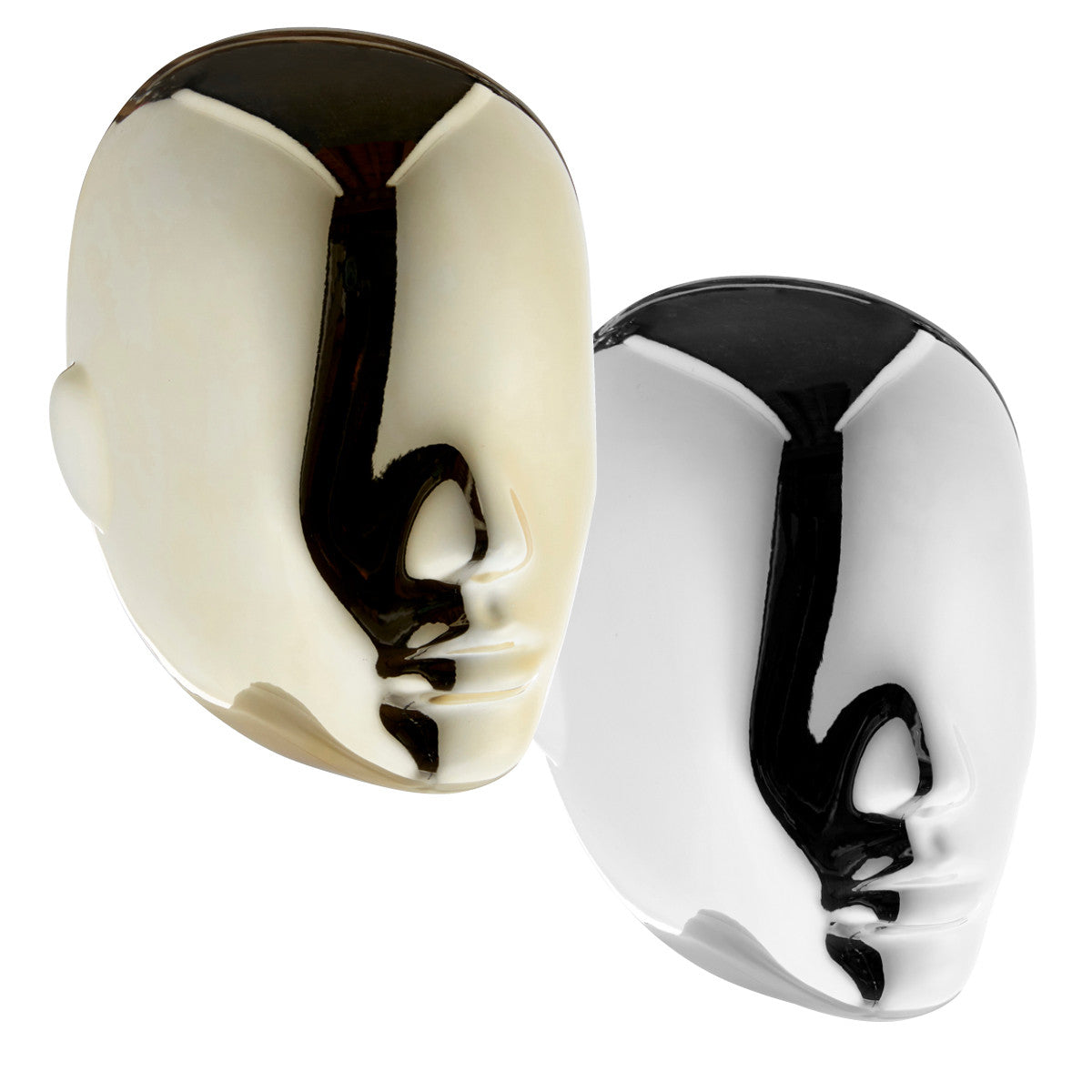 Focus Mannequin 01 - Male - Gloss White - 1 Gold Face + 1 Silver Face