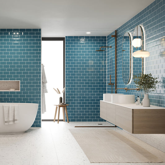 Teal Blue Bevel Metro Wall Panel