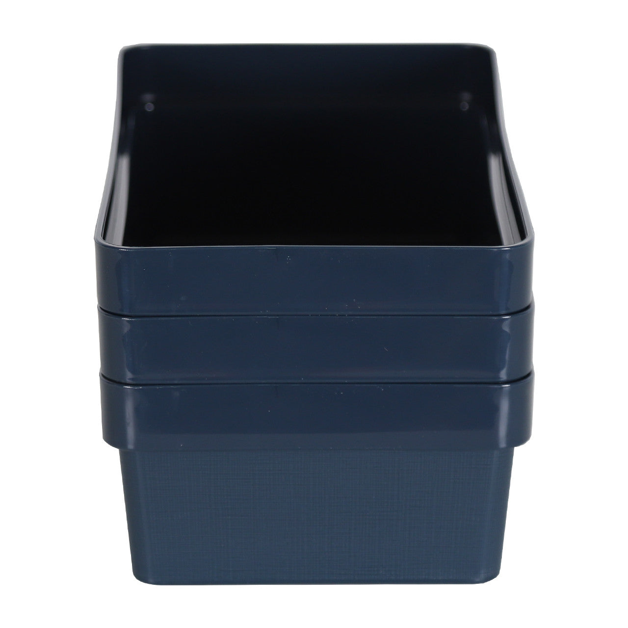 3 x Blue Linen Texture Large Storage Baskets