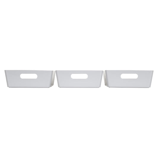 3 x Grey Shallow Rectangle Storage Baskets