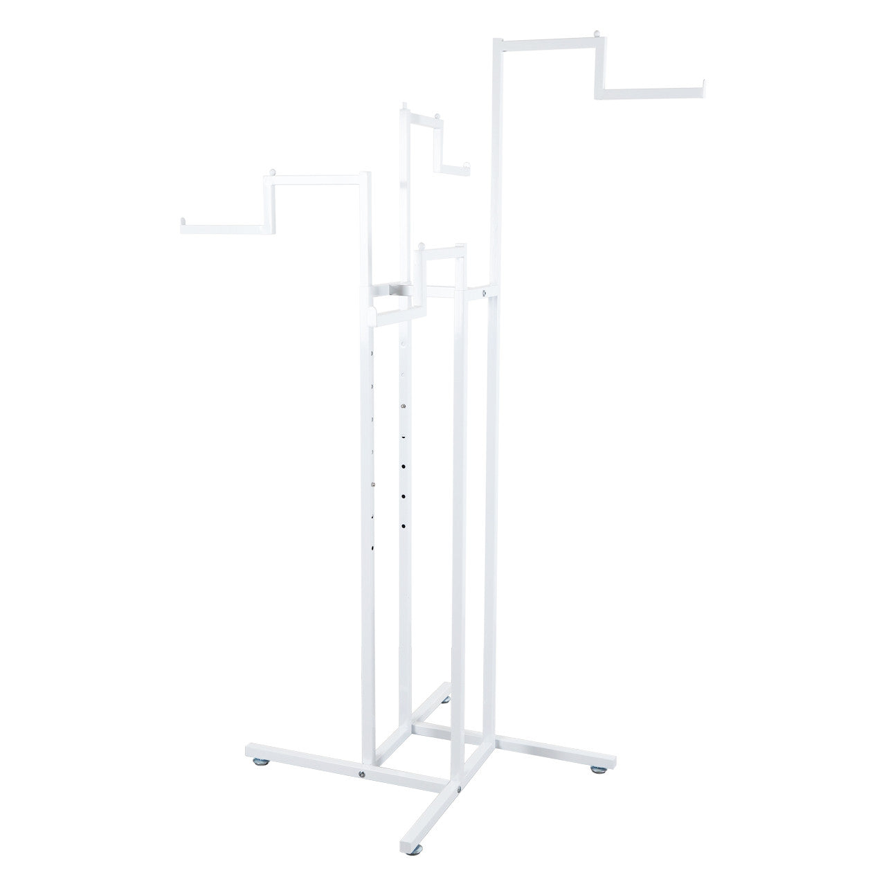 Gloss White Clothes Rail Display Stand - 4 Stepped Arms