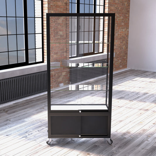 Eclipse Aluminium Wide Display Tower Showcase with Storage Cupboard