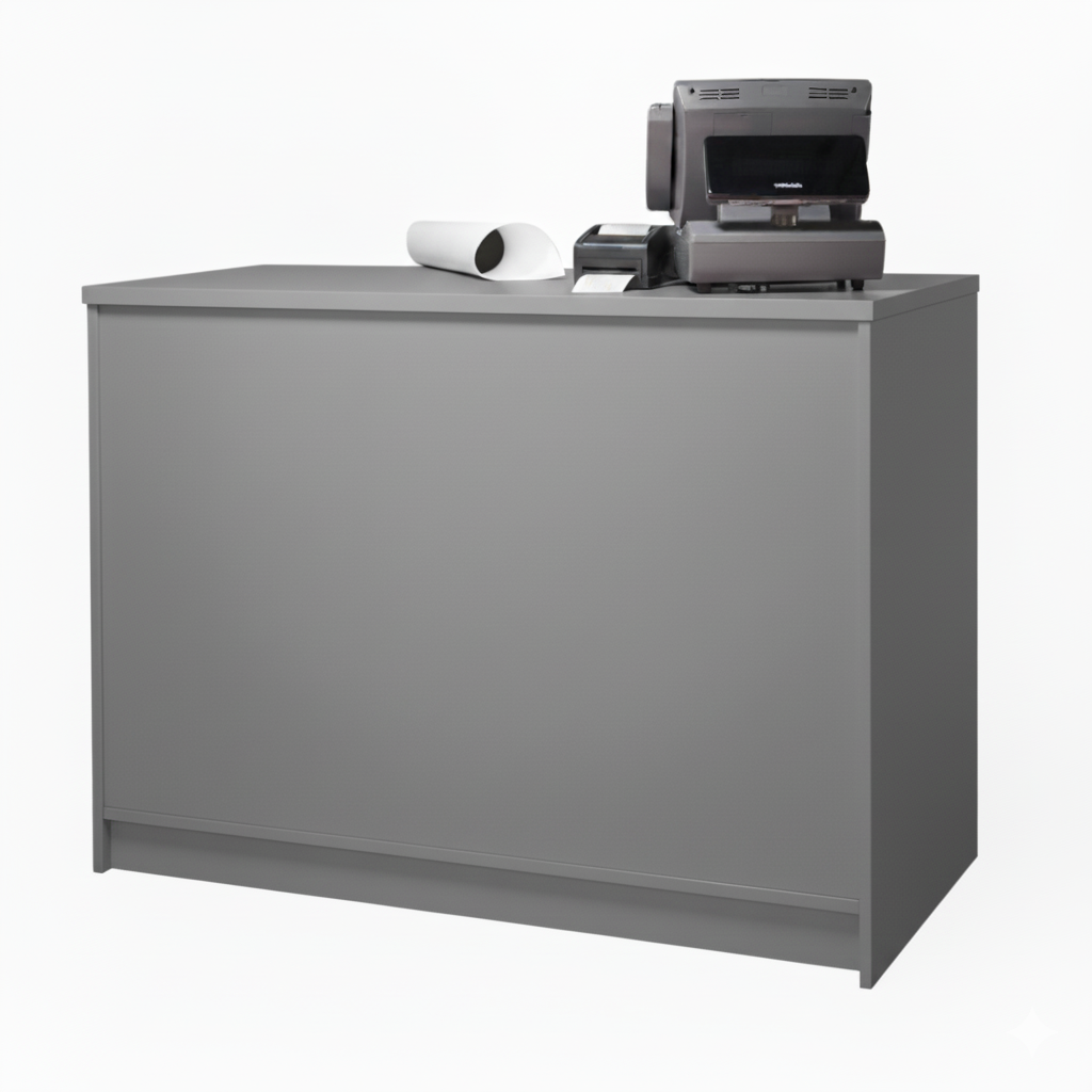 Aura Grey Shop Counter with Storage
