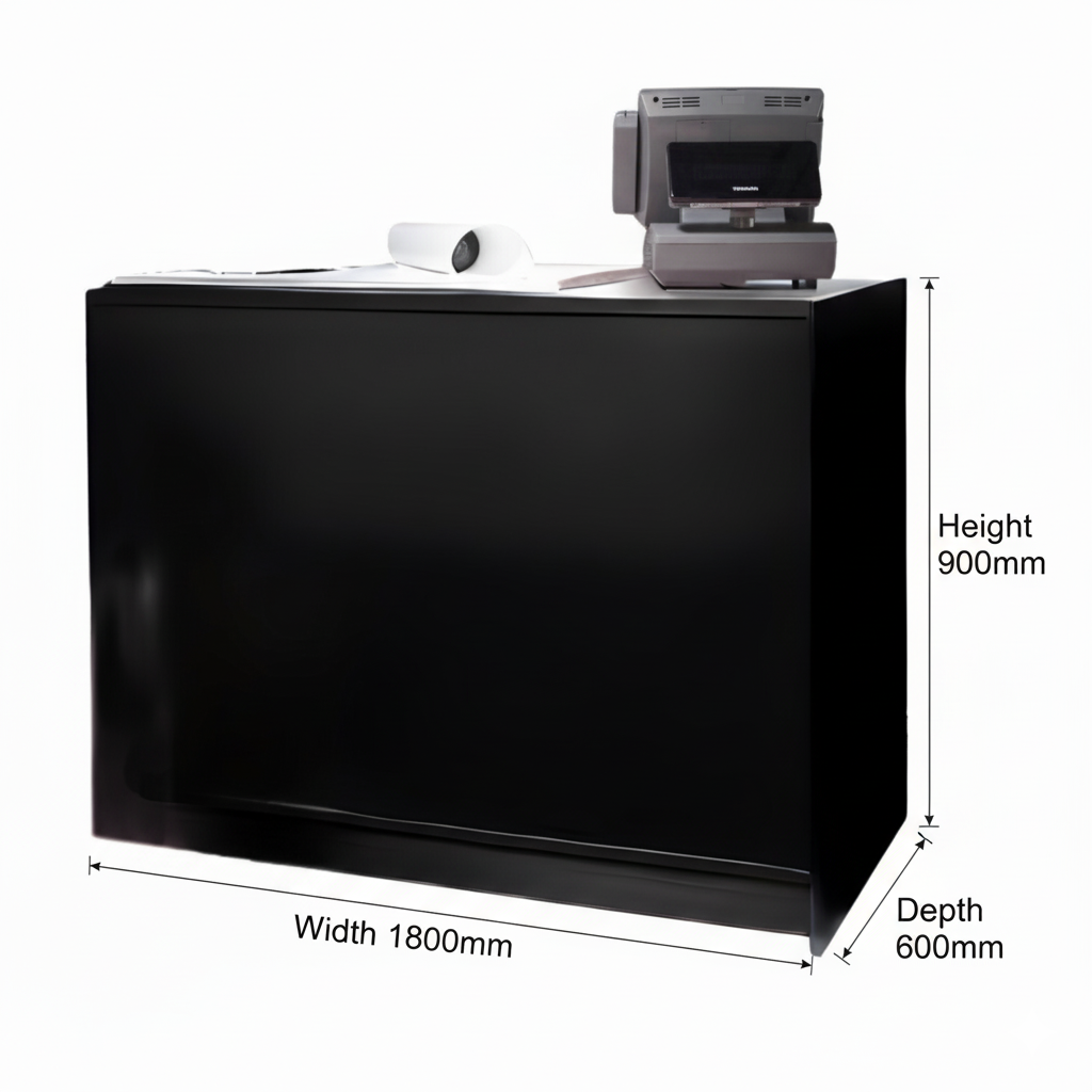 Aura Black Shop Counter with Storage