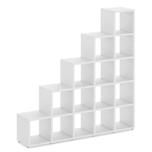 White Cube Stepped Shelving Display & Storage Unit -5 x 5