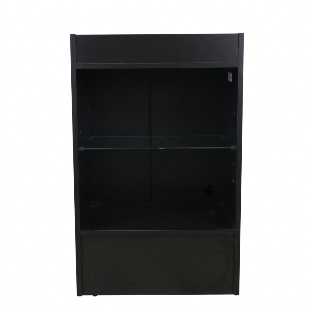 Black Shop Counter With 3/4 Glass Display and Glass Front Till Unit Bundle - Silhouette Range