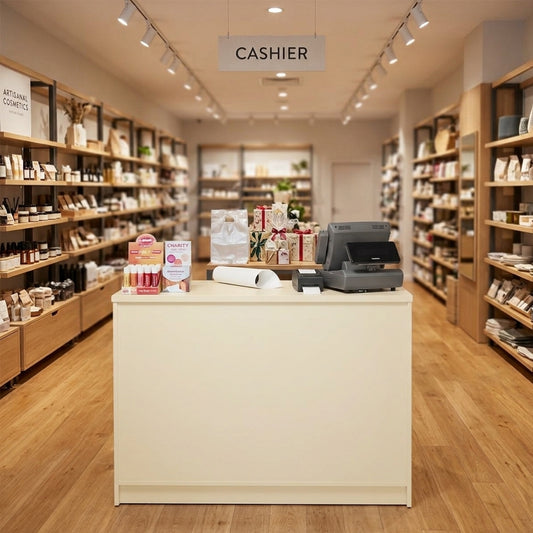 Aura Cream Shop Counter with Storage
