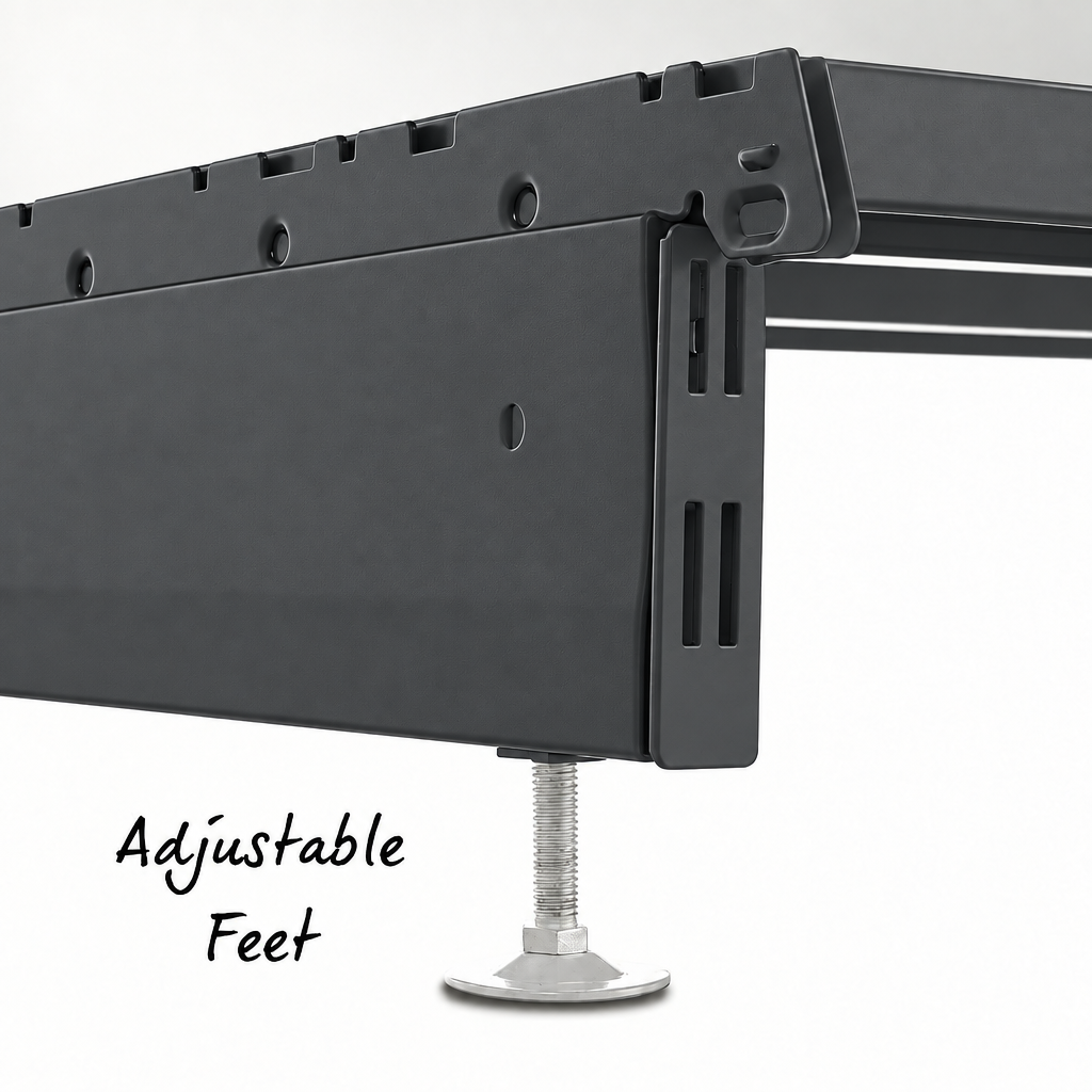 Dark grey modular wall shelving base detail