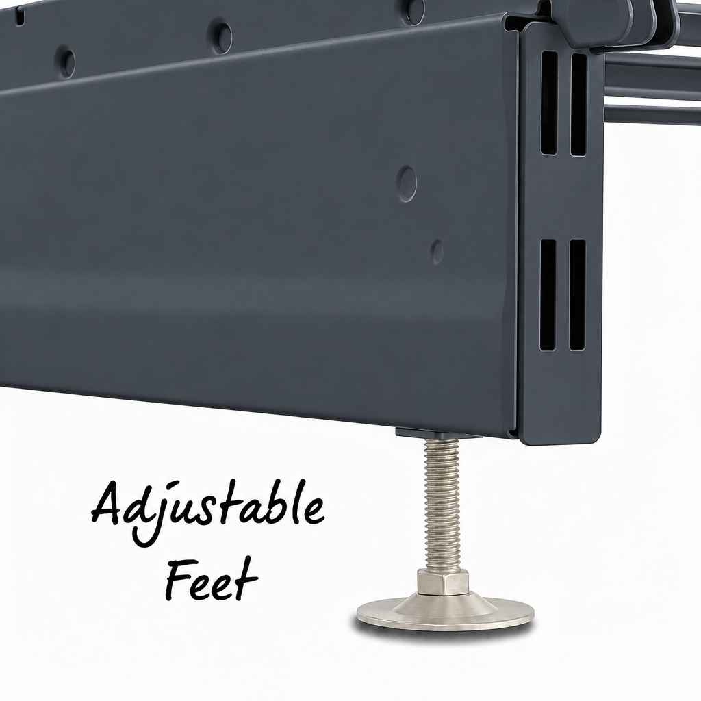 Dark Grey RAL 7015 base leg with metallic adjustable foot