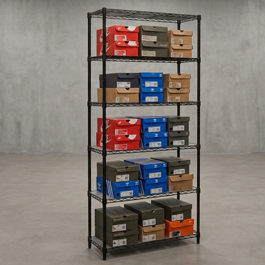 6 Tier Black Wire Shelving Unit - D450mm