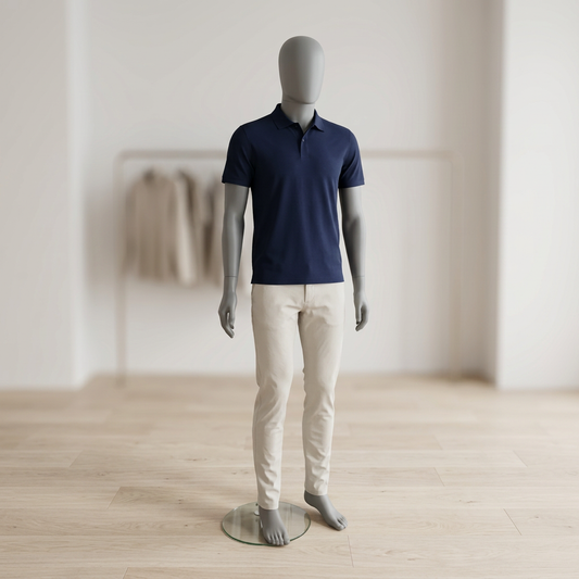 Trance 02 male matt-grey mannequin in a menswear boutique