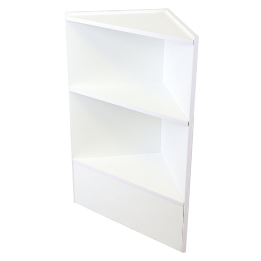 White Shop Display Corner Counter with Wooden Shelves - Silhouette Range
