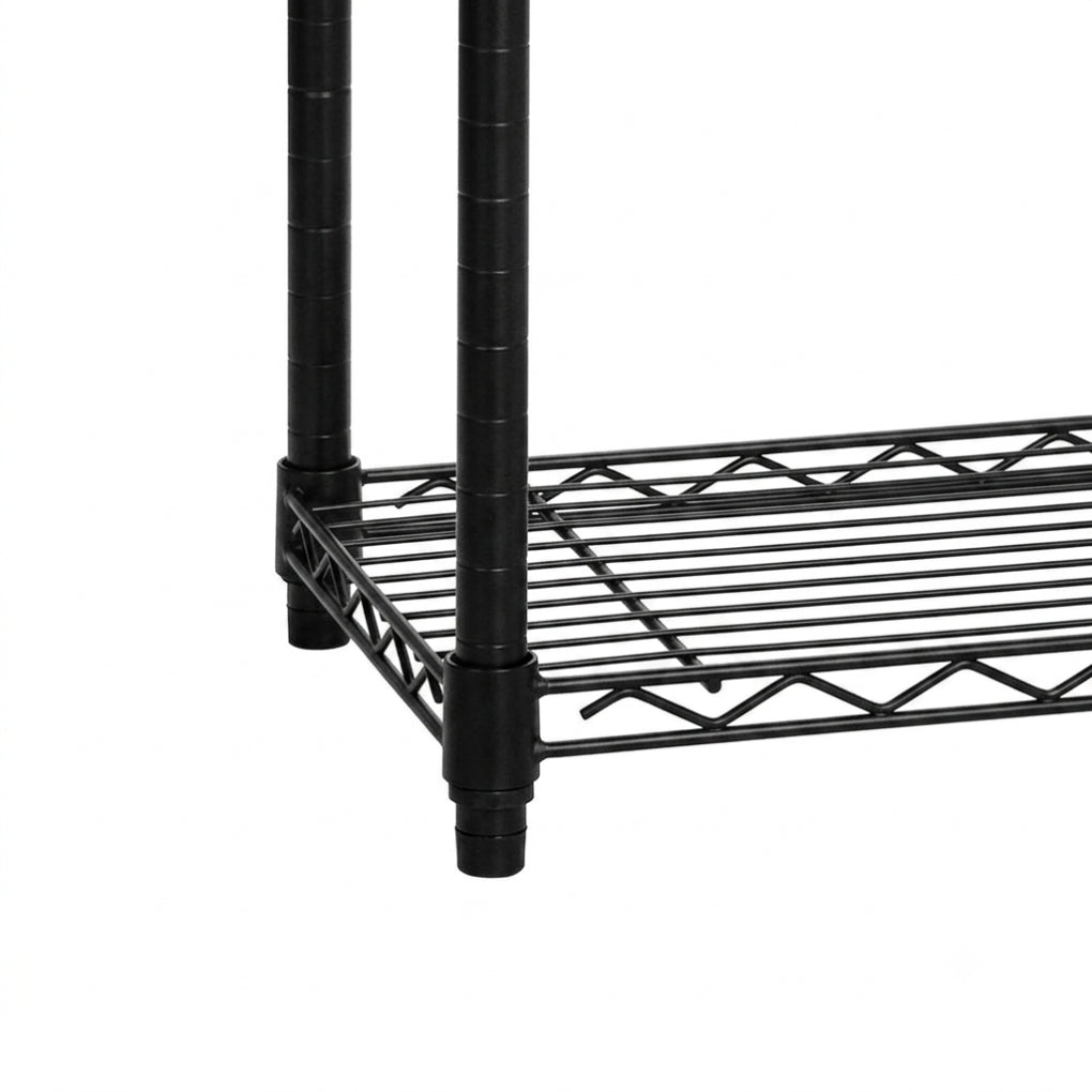 Black Wire Clothes Rack - H1800mm- 1 x Rail & 2 x Shelves