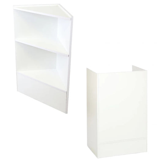 White Shop Corner Counter and Till Unit Bundle - Silhouette Range