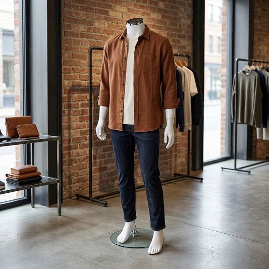 Zest 04 male mannequin in an industrial menswear shop
