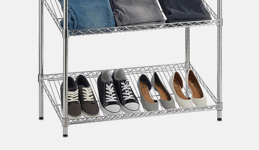 Slanted Chrome Wire Shelving for a High-Visibility Display