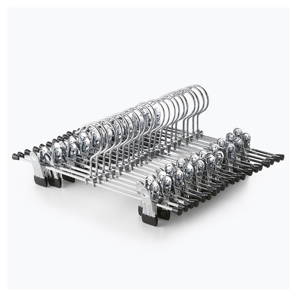 Chrome Metal Dual Adjustable Non-Slip Clip Straight Hangers - 30 cm