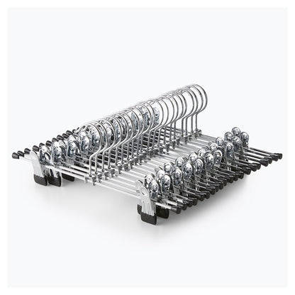 Chrome Metal Dual Adjustable Non-Slip Clip Straight Hangers - 30 cm