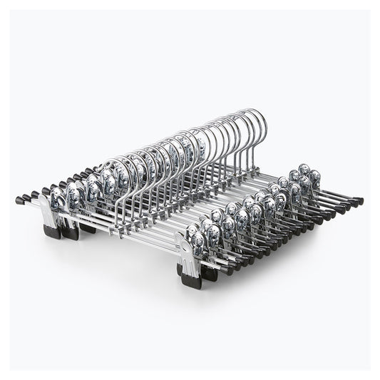 Chrome Metal Dual Adjustable Non-Slip Clip Straight Hangers - 30 cm