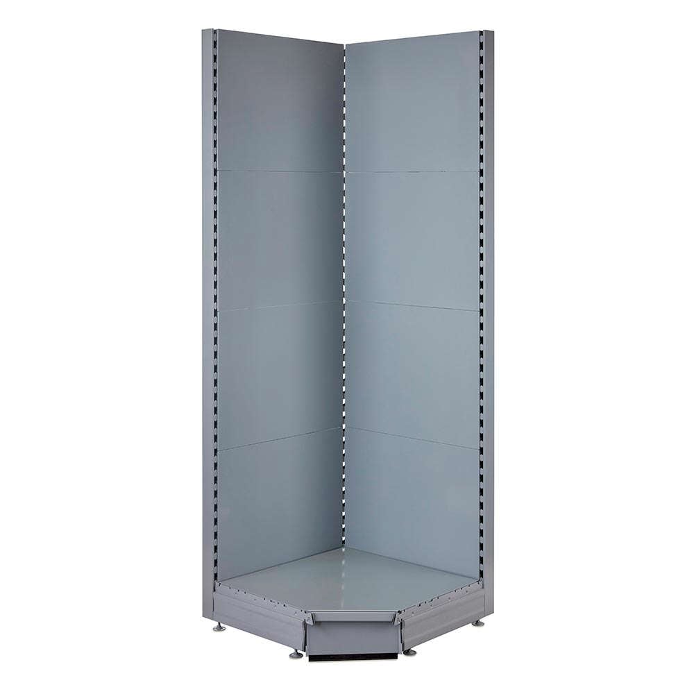 Silver Retail Shelving 90 Deg. Wall Corner Unit - Base Shelf Only - W750mm - H2100mm