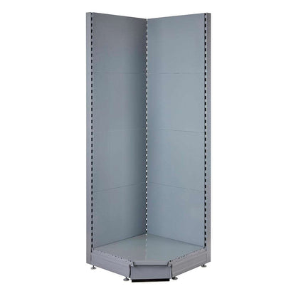 Silver Retail Shelving 90 Deg. Wall Corner Unit - Base Shelf Only - W750mm - H2100mm