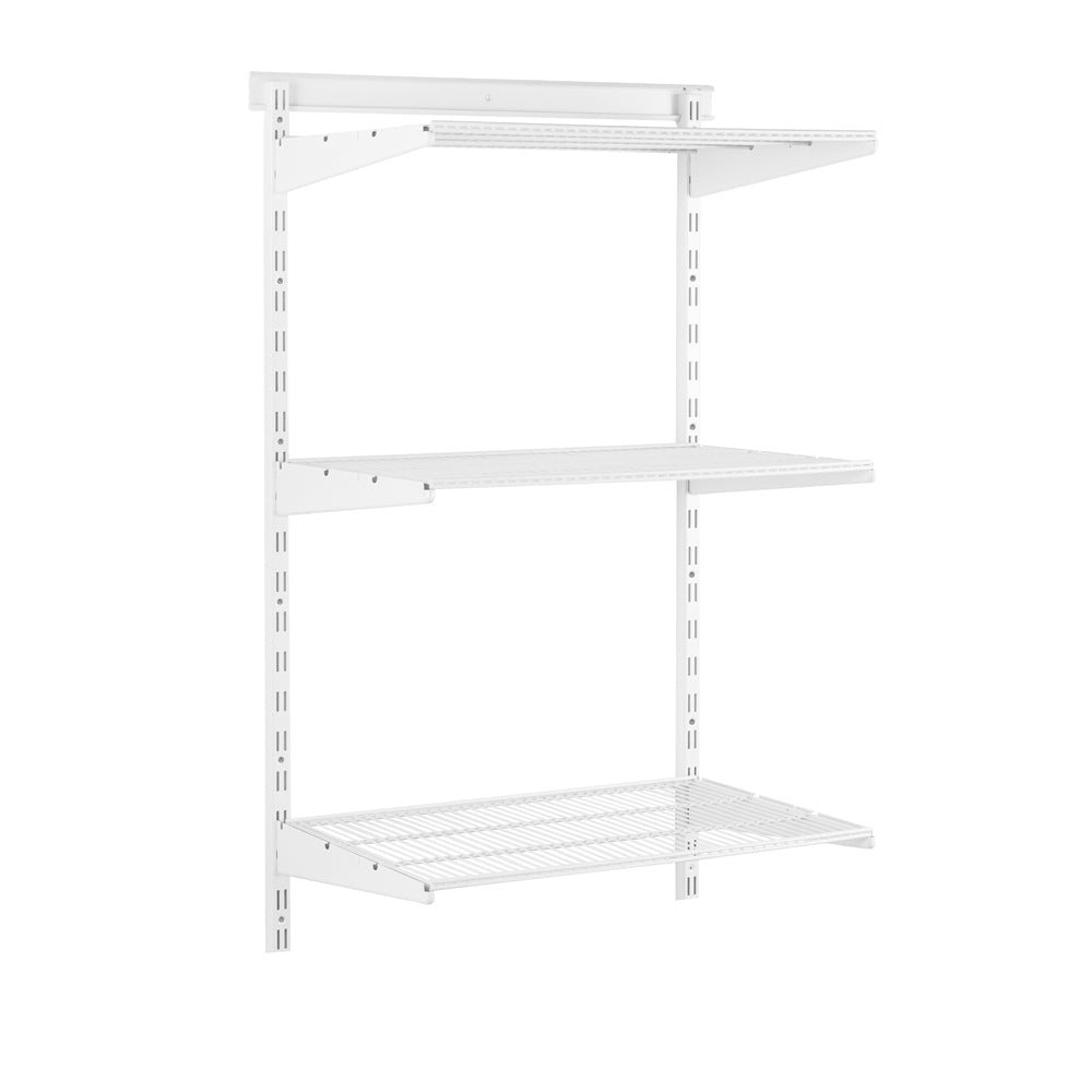 Flexx White Wire Shelf System - H1200mm - 3 Shelves