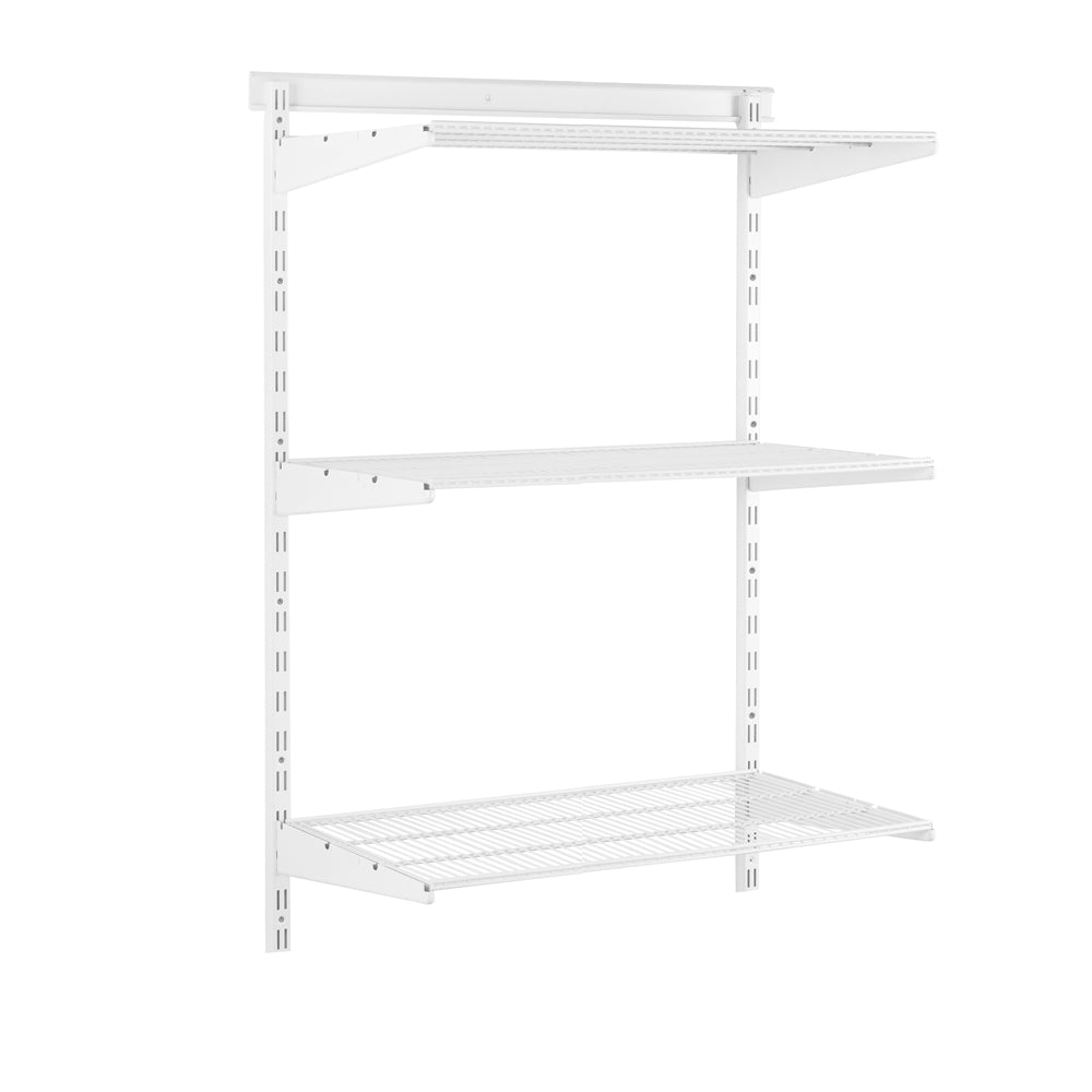 Flexx White Wire Shelf System - H1200mm - 3 Shelves