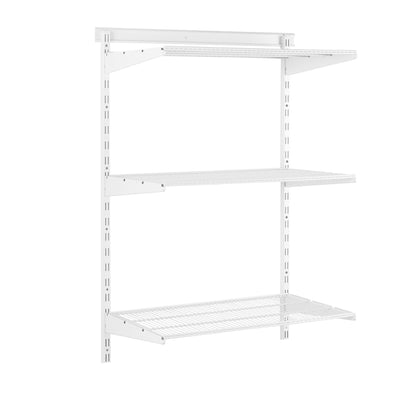 Flexx White Wire Shelf System - H1200mm - 3 Shelves