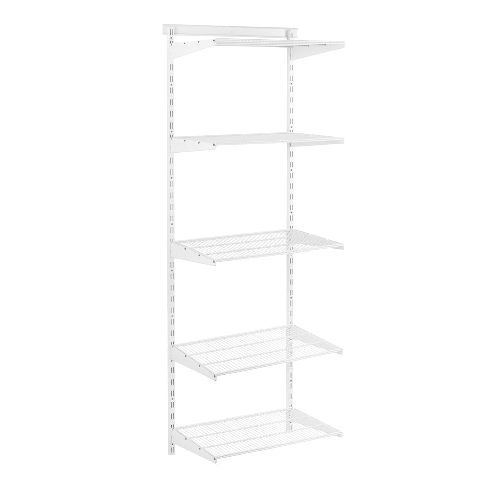 Flexx White Wire Shelf System - H2100mm - 5 Shelves