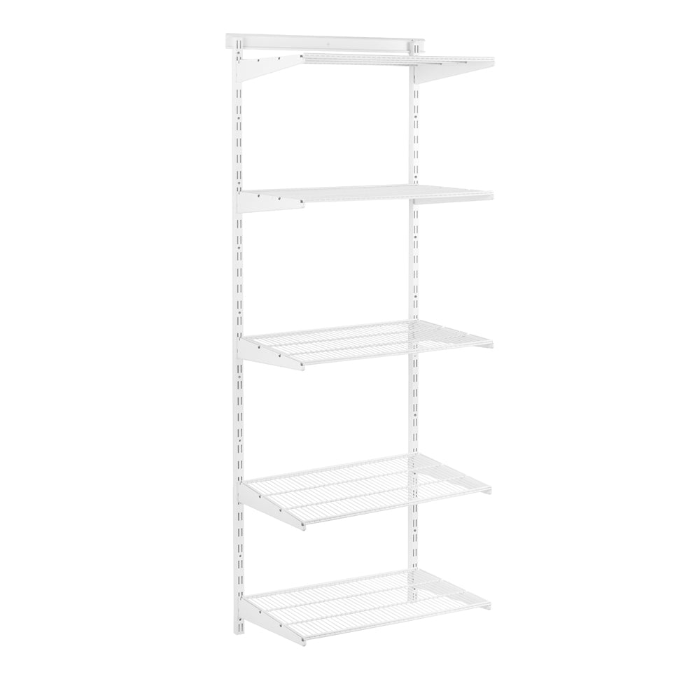 Flexx White Wire Shelf System - H2100mm - 5 Shelves