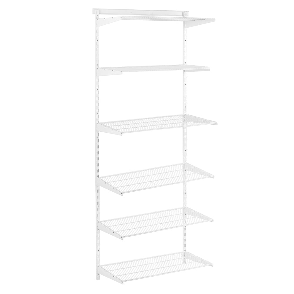 Flexx White Wire Shelf System - H2100mm - 6 Shelves