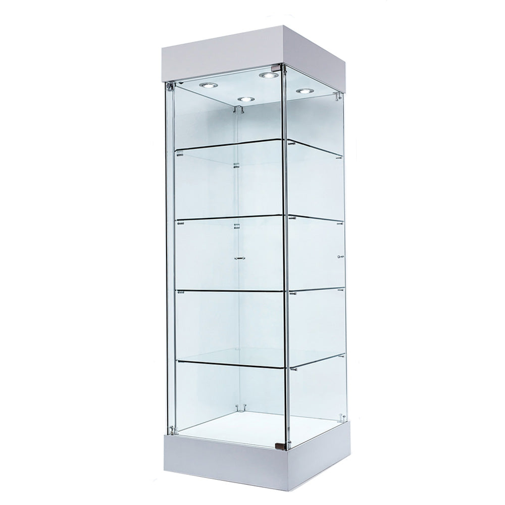 Skyline 360 Frameless Tower Showcase - All Glass Display - Single Door